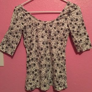 White floral top, size M.